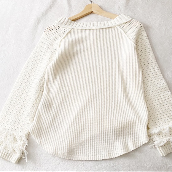 Alter’d State Thermal & Knit Fringe Sleeve Top - Picture 6 of 11